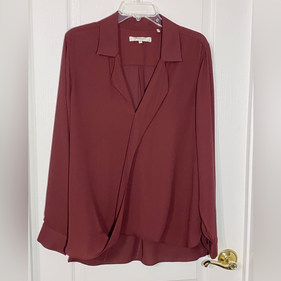 Foxcroft Tops - Foxcroft Draped Wrap Style Long Sleeve Blouse Burgundy Size 16
